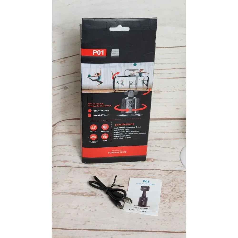 Magic Snapshot: 360° Auto Face Tracking Selfie Tripod - ABS Pink, No App Needed